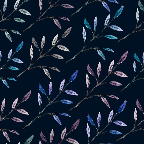 Dunkelblaues Muster mit Zweigen — Stockfoto