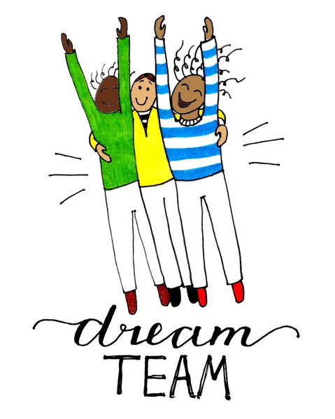 Dream team lettering and cartoon — Stock Photo, Image