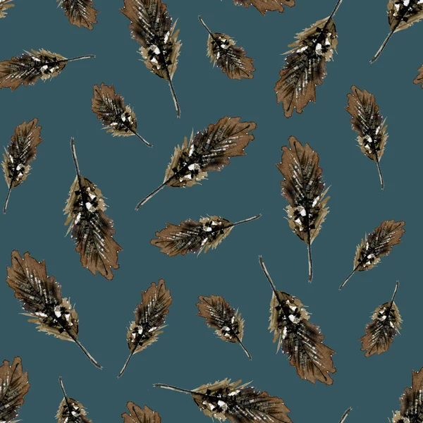Seamless pattern design with feathers — Stock Photo, Image