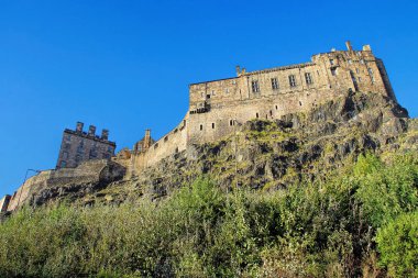 Edinburgh, Iskoçya-Ekim 01, 2014: Edinburgh Kalesi, Iskoçya, Birleşik Krallık panoramik görünümü