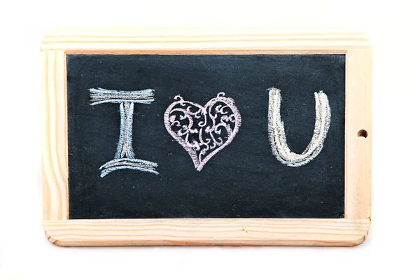 Love You Handwritten Colorful Chalks Black Chalkboard — стоковое фото