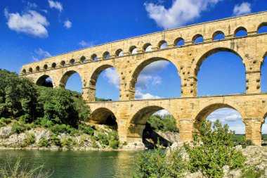 Roman aqueduct at Pont du Gard France, UNESCO World Heritage Site clipart