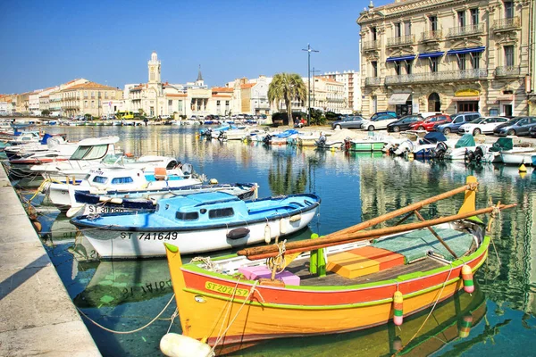 Sete France March 2015 Fisherman Boats Consular Palace Royal Channel — Stock Photo, Image