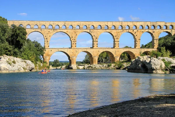 Rzymskiego Akweduktu Pont Gard Francji Wpisanego Listę Światowego Dziedzictwa Unesco — Zdjęcie stockowe