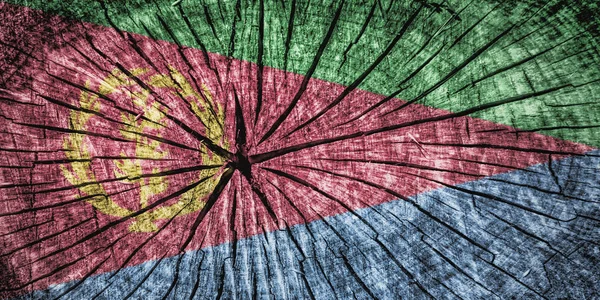 Vlag Van Eritrea Gebarsten Houten Textuur — Stockfoto