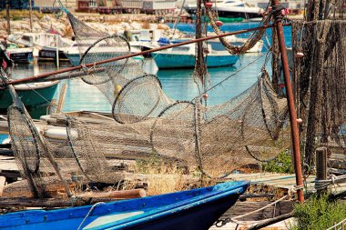 Sete, Herault, France : Fishing nets in  La Pointe Courte: A Fishermens district (village) of Sete, France clipart