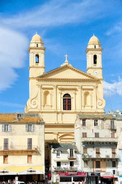 Bastia Frankrike September 2016 Jean Baptiste Kyrkan Den Gamla Hamnen — Stockfoto