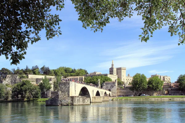 Berühmte Mittelalterliche Brücke Der Stadt Ofavignon Südfrankreich Von Der Insel — Stockfoto