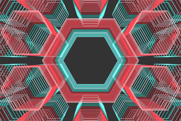 Abstract Geometric Vector Pattern Liner Overlapping Hexagons — Stock Vector