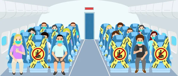 Espacement Social Chaise Intérieur Plan Pour Protéger Pandémie Virus Covid — Image vectorielle