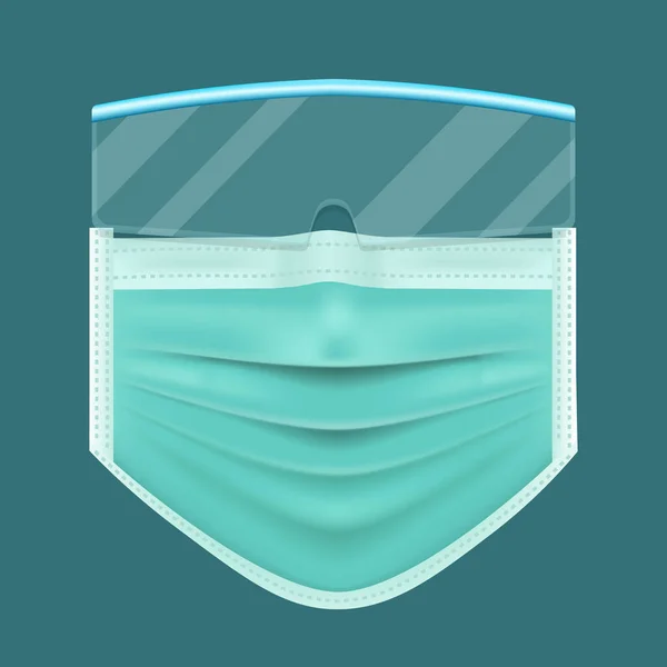 Koruyucu maske ve gözlük, Coronavirus, 2019-nCoV, Lassa humması, Başbakan 2.5, maske takın, vektör çizimi, mavi arka planda izole edilmiş..