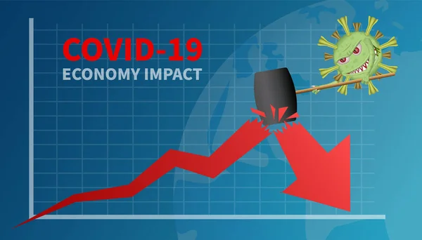 Covid-19 hücre kullanımı çekiç ile ekonomi grafiği, korona ya da covid-19 virüsü küresel ekonomik etkiler, ekonomi grafik grafiği, çünkü corona ya da covid virüs.