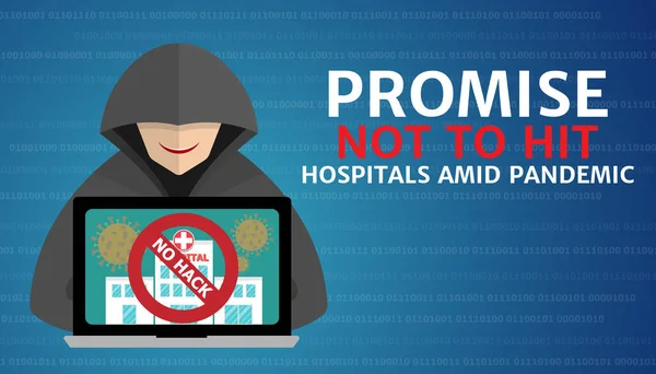 Ransomware Groups Promise Hit Hospals Pandemic Hack Hospital Laptop Screen — 스톡 벡터