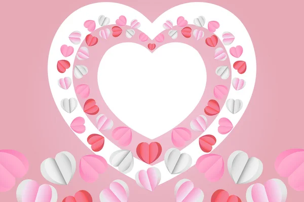 Illustration Des Valentinstages Viele Herzen Sind Herzform Angeordnet Mit Weißer — Stockvektor