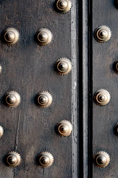 A close up of a door with metal inserts — Stock Photo, Image