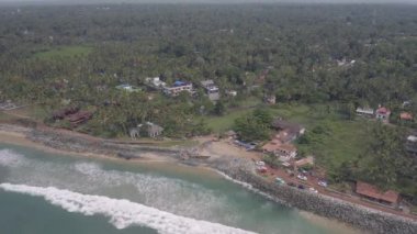 Okyanus dalgaları Hindistan palmiyeleri varkala