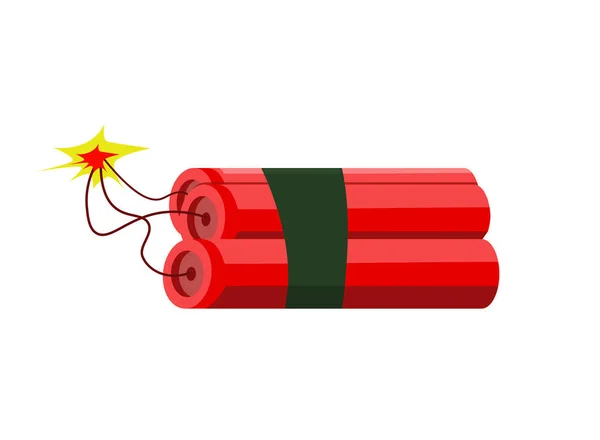 Beyaz arkaplanda dinamit bombası karikatürü, vektör illüstrasyonu