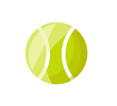 Tenis topunun izole edilmiş arka planda düz çizgi film tarzında parıltılı vektör çizimi