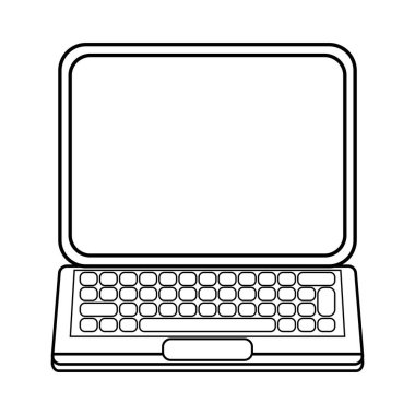 Laptop, izole edilmiş vektör çizimi beyaz arkaplan, simge, tasarım, dekorasyon, renklendirme