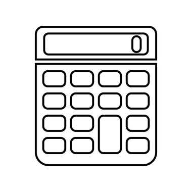 Hesaplayıcı vektör çizimi, siyah çizgili beyaz arkaplan, simge, dekorasyon, tasarım, renklendirme