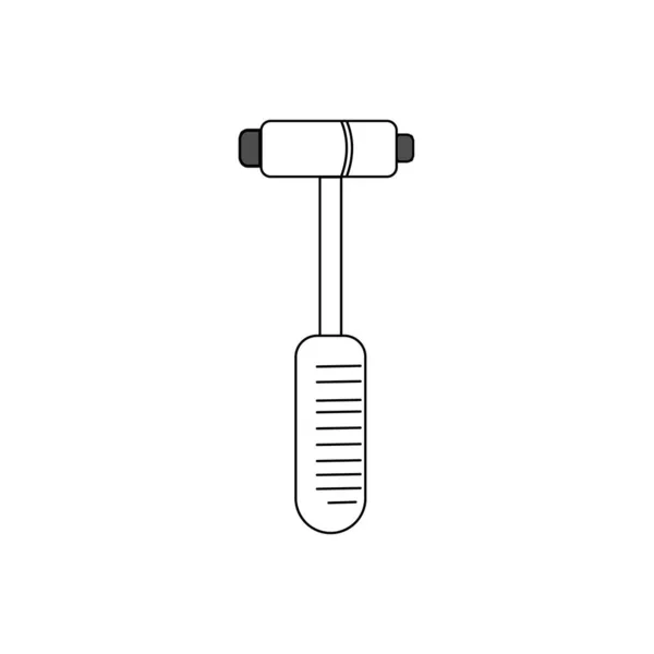 Skizzenwerkzeug Neurologischer Hammer Schwarzer Umriss Weißer Hintergrund Schwarz Weiße Vektorillustration — Stockvektor