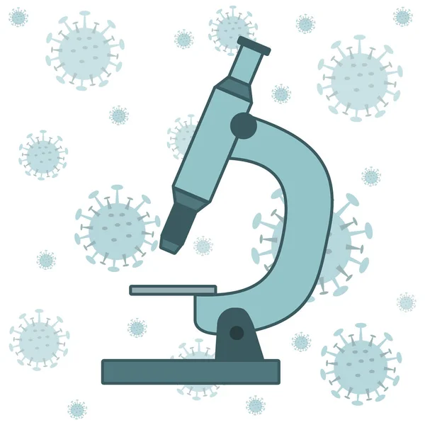 顕微鏡下でのウイルスのバナー研究 カラーベクトル図 アイコン デザイン — ストックベクタ