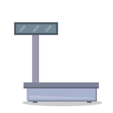 Sebze ve meyveleri tartmak için elektronik ölçekler, düz stil, tasarım, dekorasyon, ikon gibi renk vektörü çizimleri