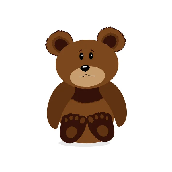 棕色小玩具熊卡通人物 孤立物体 儿童矢量插图 白色背景 — 图库矢量图片