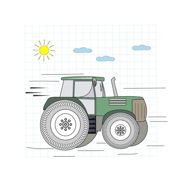 Color Del Tractor Fondo Una Hoja Cuadros Ilustración Vectorial Diseño — Archivo Imágenes Vectoriales