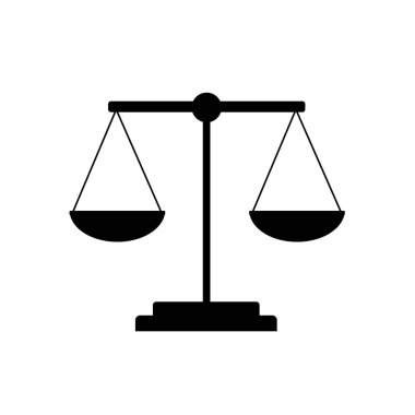 Ölçekler, tartma aracı, beyaz arkaplan, simge, tasarım, dekorasyon üzerinde siyah olarak düz renk vektör illüstrasyonu