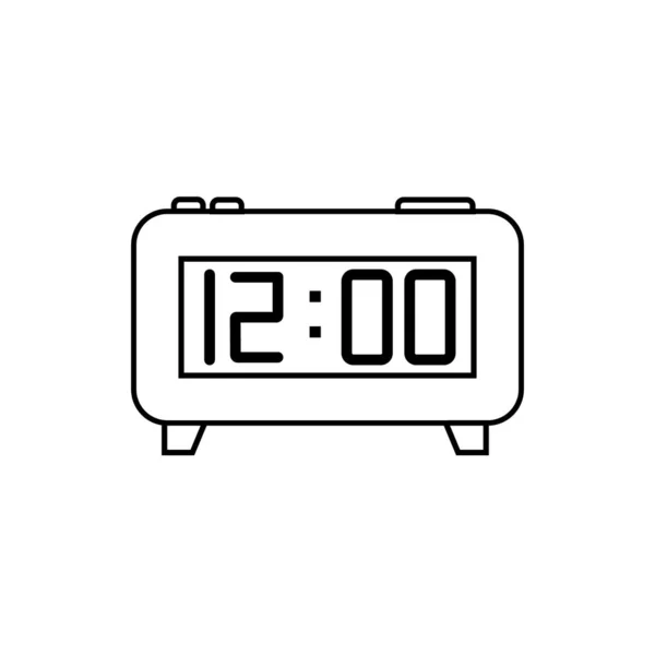 Ilustración Reloj Electrónico Contorno Negro Fondo Blanco Vector Icono — Archivo Imágenes Vectoriales