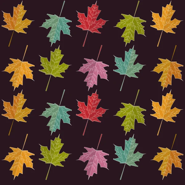 Seamless Pattern Multi Colored Maple Leaves Vector Illustration Textile Background — Stock Vector