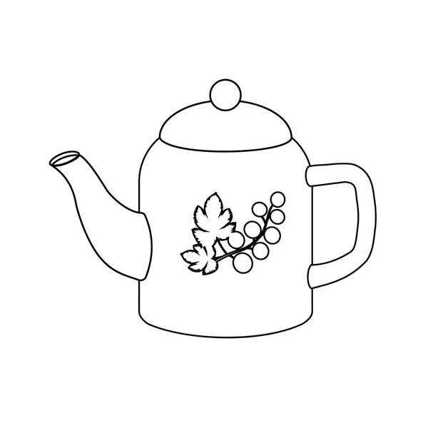 Teapot Black Outline White Background Coloring Icon Design — Stock Vector