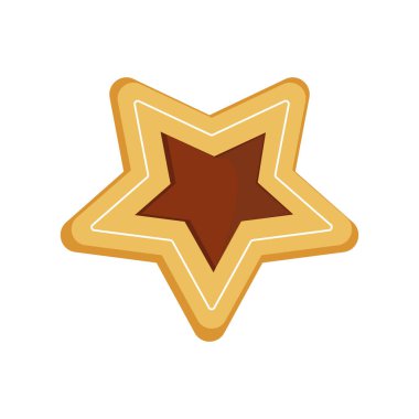 Beyaz arkaplanda izole edilmiş kalp şeklinde çerezler, düz stil, kırpma, tasarım, dekorasyon renk vektörü çizimi