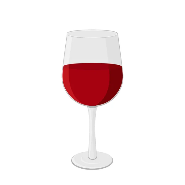 Červené Víno Sklo Plochém Stylu Izolované Bílém Pozadí Barevný Vektor — Stockový vektor