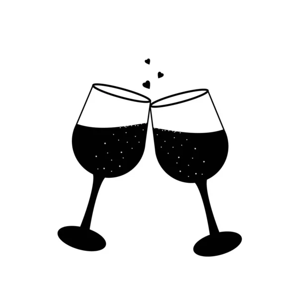 Ref Champagne Glasses Icon Vector Illustration Stencil Sketch Sign Decor — стоковый вектор