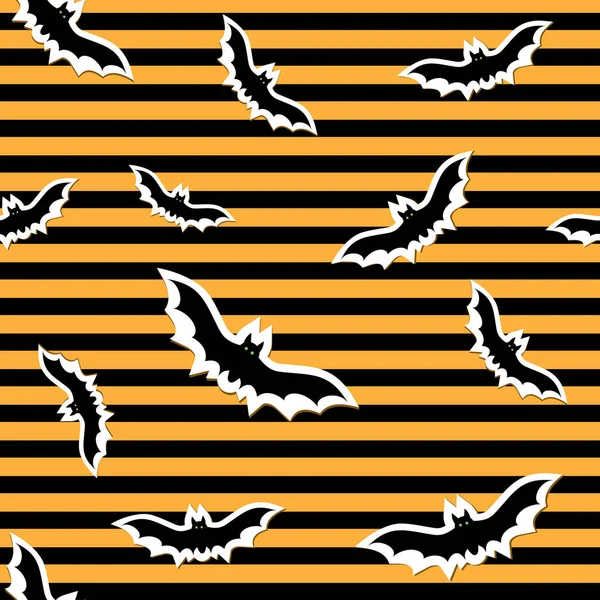 Siyah çizgili Cadılar Bayramı yarasaları için desen, düz stil vektör illüstrasyonu, baskı, doku, tekstil, tasarım, dekorasyon, arkaplan, duvar kağıdı