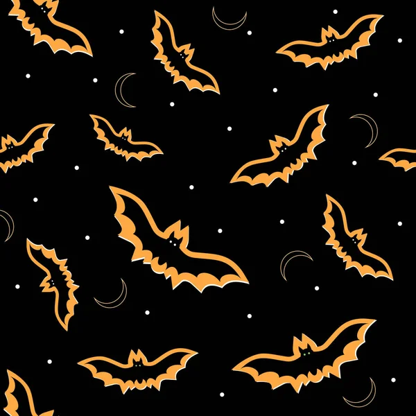 黑色背景的万圣节蝙蝠图案 平面风格的矢量插图 印刷品 纺织品 — 图库矢量图片