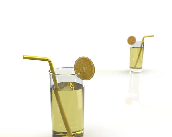 Render Szkło Lemoniady Białym Izolowanym Tle — Zdjęcie stockowe