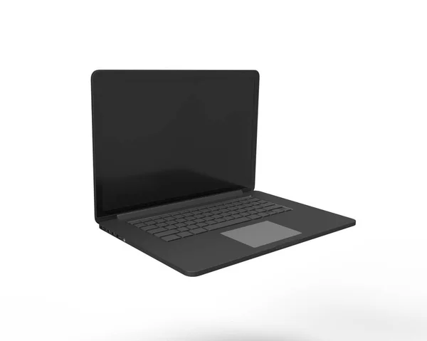 Laptop Rendering Vit Isolerad Bakgrund Illustration — Stockfoto