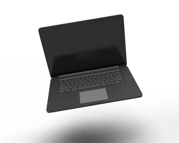 Laptop Rendering Auf Weißem Isoliertem Hintergrund Illustration Stockbild