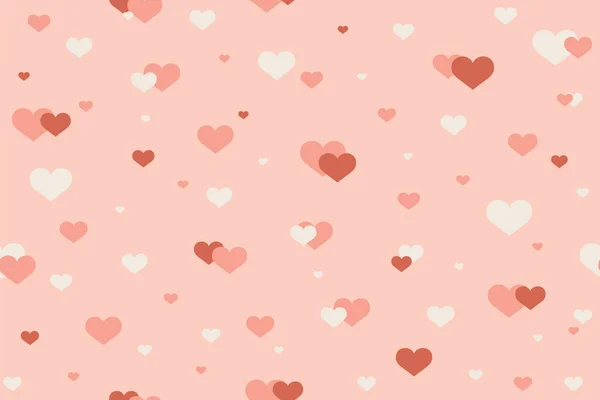 クリームピンクと赤の心でシームレスなパターン お祝いの気分のための繊細な休日の背景 無限の背景 — ストックベクタ