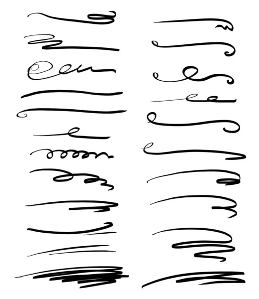 Σύνολο Από Χειροποίητες Γραμμές Γραμμές Βούρτσα Υπογραμμίζει Χειροποίητη Συλλογή Από — Διανυσματικό Αρχείο