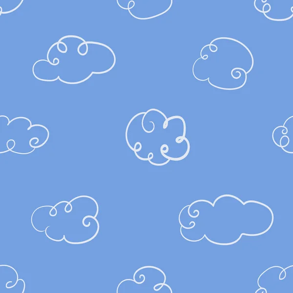 Seamless Pattern Clouds Endless Positive Backdrop Simple Forms Clouds Background — Stock Vector