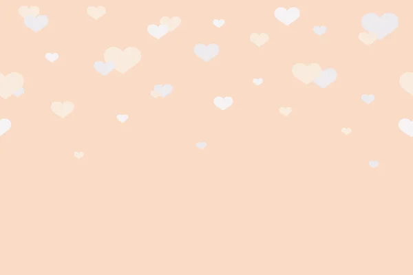 无缝隙图案 乳白色 色泽柔和 有红心 无尽的背景浪漫和爱情 情人节 2月14日 — 图库矢量图片