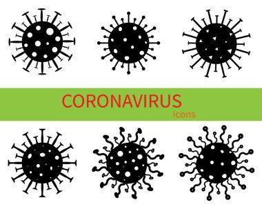COVID-19. Virüs resim koleksiyonu. Çin 'de Coronavirus Hücresi, Wuhan. Vektör İllüstrasyonu