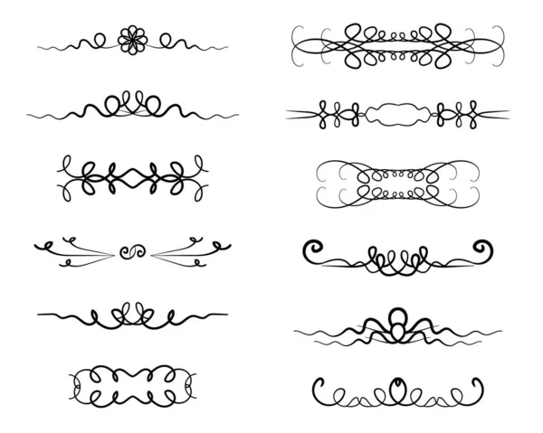 Divisor Decorativo Página Aislado Iconos Vectoriales Dibujados Mano Sobre Fondo — Archivo Imágenes Vectoriales