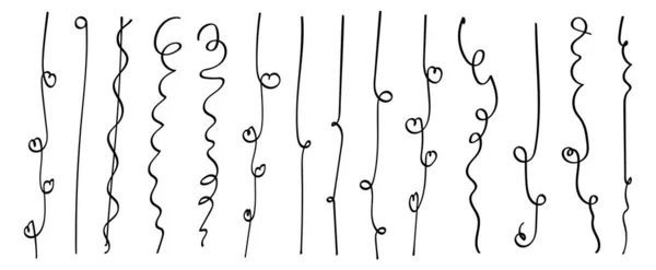 Coleção Desenhada Mão Estilo Doodle Várias Formas Verticais Linhas Arte — Vetor de Stock