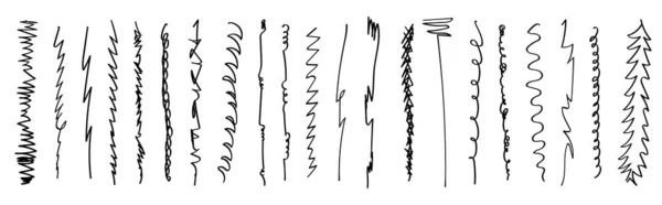 Coleção Desenhada Mão Estilo Doodle Várias Formas Verticais Linhas Arte —  Vetores de Stock