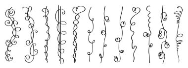 Elle çizilmiş karalama tarzı çeşitli dikey şekiller. Sanat çizgileri. Beyazda izole edilmiş. Vektör illüstrasyonu